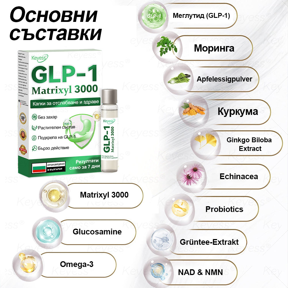 【Още 30% отстъпка! Само 5 минути】 Кейес® GLP-1 & Matrixyl 3000 Слимящи и Здраве Капки (Само една доза дневно — видими резултати само за 7 дни)  За затлъстяване, сърдечно-съдова здраве, диабет, сънна апнея, ставни проблеми и други